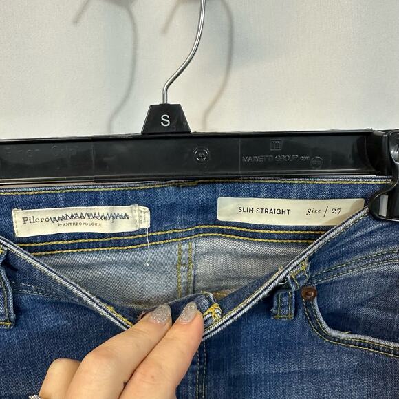 Anthropologie Pilcro by the Letterpress Slim Straight Mid Rise Denim Jeans 27 - Picture 2 of 6